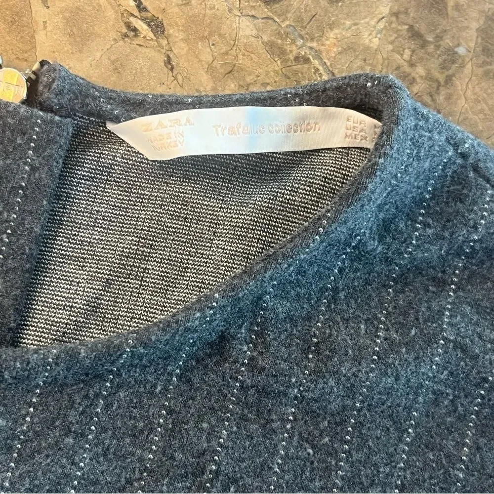 Womens Zara Long Length Gray Sweater Open Sides - Picture 6 of 11